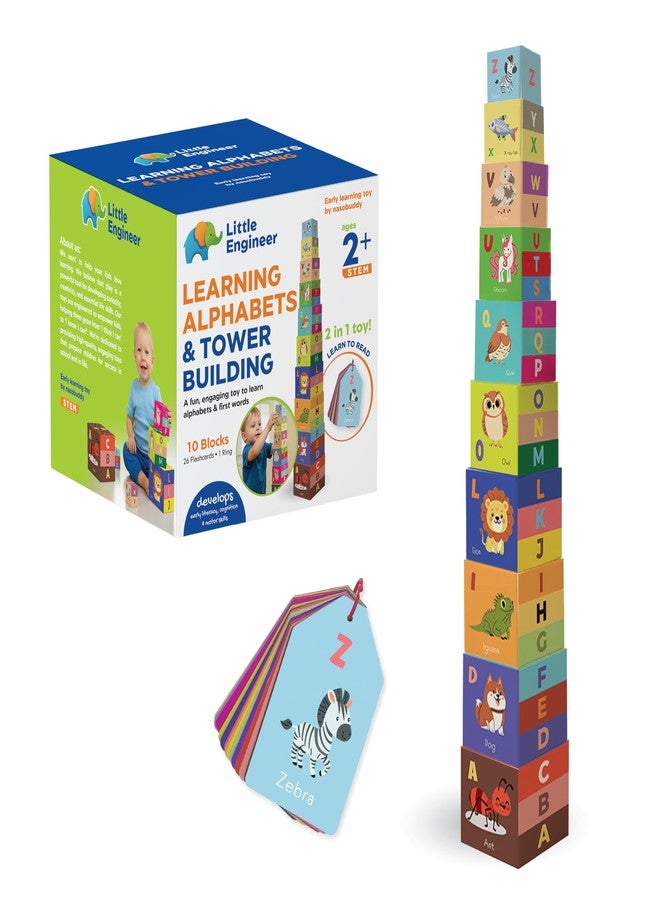 Nasobuddy Little Engineer | Learning Alphabets & Tower Building | Early Learning Toy | Reading Readiness | First Words | Cognitive Development | Age 2+ (Stacking Blocks) - Image 2