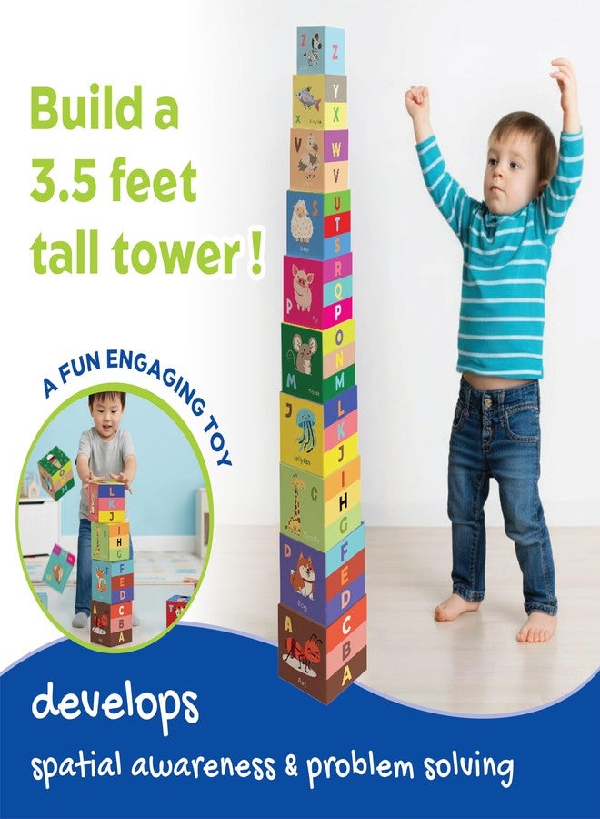 Nasobuddy Little Engineer | Learning Alphabets & Tower Building | Early Learning Toy | Reading Readiness | First Words | Cognitive Development | Age 2+ (Stacking Blocks) - Image 4