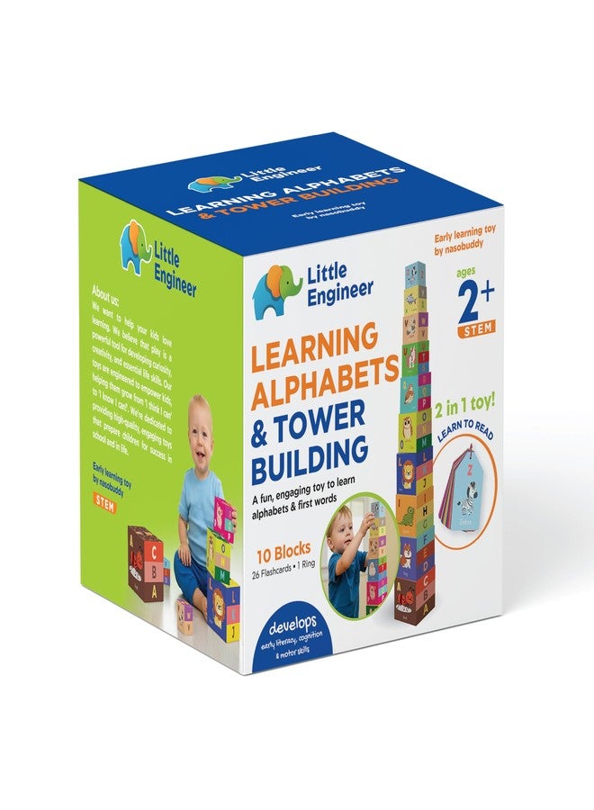 Nasobuddy Little Engineer | Learning Alphabets & Tower Building | Early Learning Toy | Reading Readiness | First Words | Cognitive Development | Age 2+ (Stacking Blocks) - Image 1