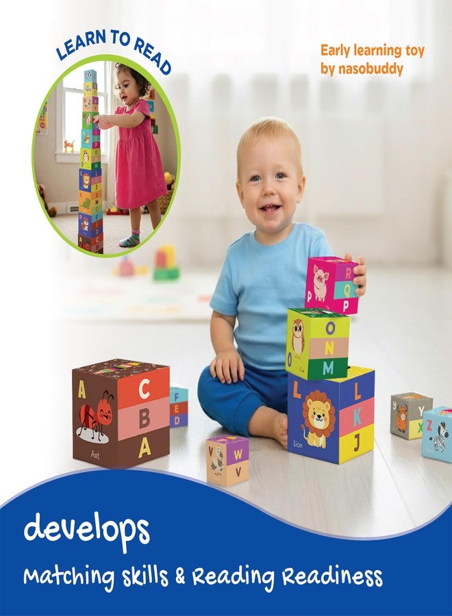 Nasobuddy Little Engineer | Learning Alphabets & Tower Building | Early Learning Toy | Reading Readiness | First Words | Cognitive Development | Age 2+ (Stacking Blocks) - Image 5
