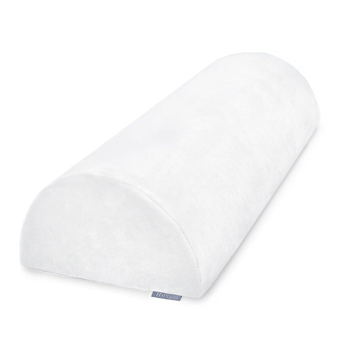 KNEE PILLOW FOR BACK SLEEPING MEMORY FOAM BOLSTER PILLOW FOR LEGS UNDER KNEE PILLOW FOR SLEEPING LEG PILLOW FOR BACK HIP PAIN RELIEF HALF MOON BOSLTER WHITE