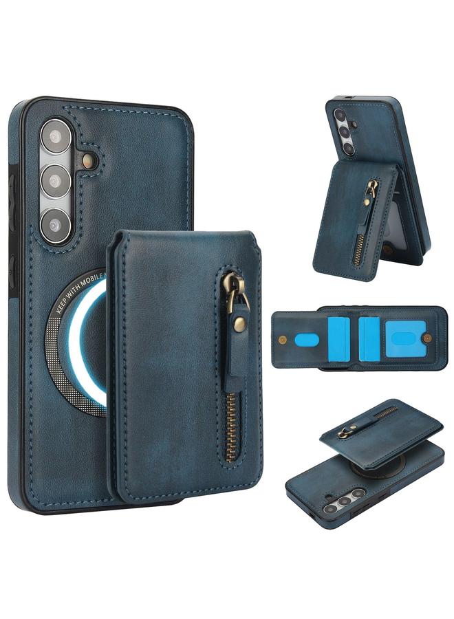 S-TOP Case For Samsung Galaxy S24+ 5G Zipper Wallet Split MagSafe Leather Back Phone Case - Image 1