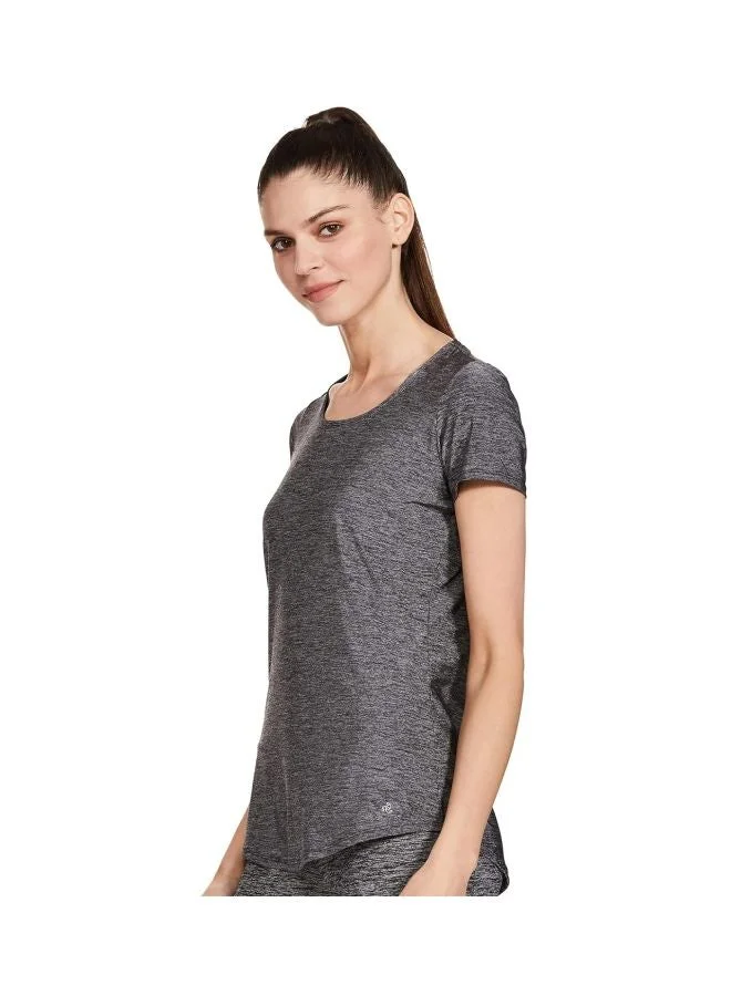 Jockey Black Melange AP27 Women Tactile Microfiber Elastane Stretch Relaxed Fit T Shirt with StayDry and StayFresh Treatment for Women | Best Price UAE