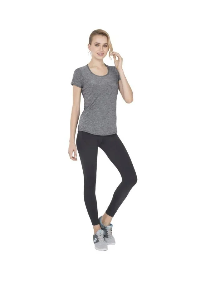 Jockey Black Melange AP27 Women Tactile Microfiber Elastane Stretch Relaxed Fit T Shirt with StayDry and StayFresh Treatment for Women | Best Price UAE