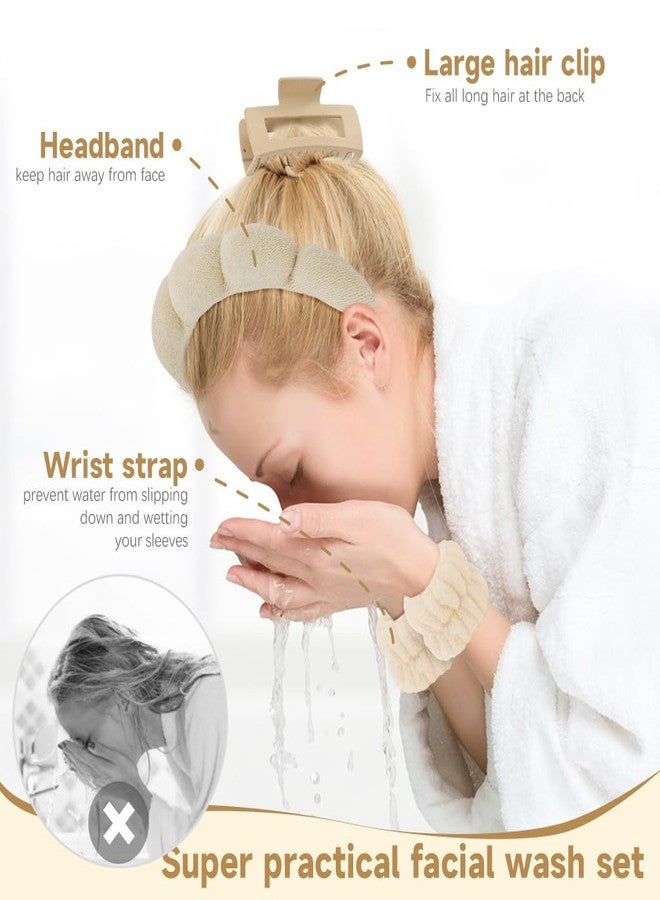 MAYCREATE® Face Wash Hair Bands for Women, Spa Headband Wristband Set with Hair Clips, Makeup Skincare Head Band Wrist Bands for Washing Face Teen Girl Women Gifts - Image 3