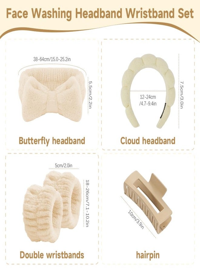 MAYCREATE® Face Wash Hair Bands for Women, Spa Headband Wristband Set with Hair Clips, Makeup Skincare Head Band Wrist Bands for Washing Face Teen Girl Women Gifts - Image 2