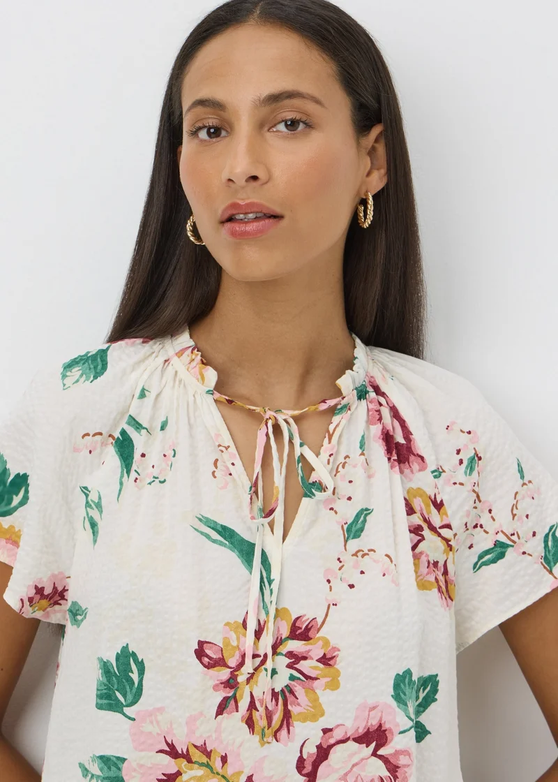 Matalan Cream Floral Boho Tie Neck Blouse