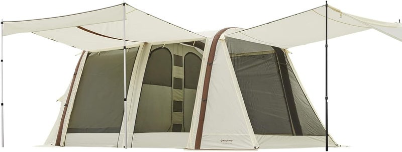 KingCamp Tunnel Tent, Air Tent, Canopy Door, 2-Layer Structure, Pop-up Tent, Includes Air Pump, Insect Repellent Net, Inflatable Pole, No Pole Required, Waterproof, Heat Shield, Tarp Tent, 2 Rooms, - Image 1