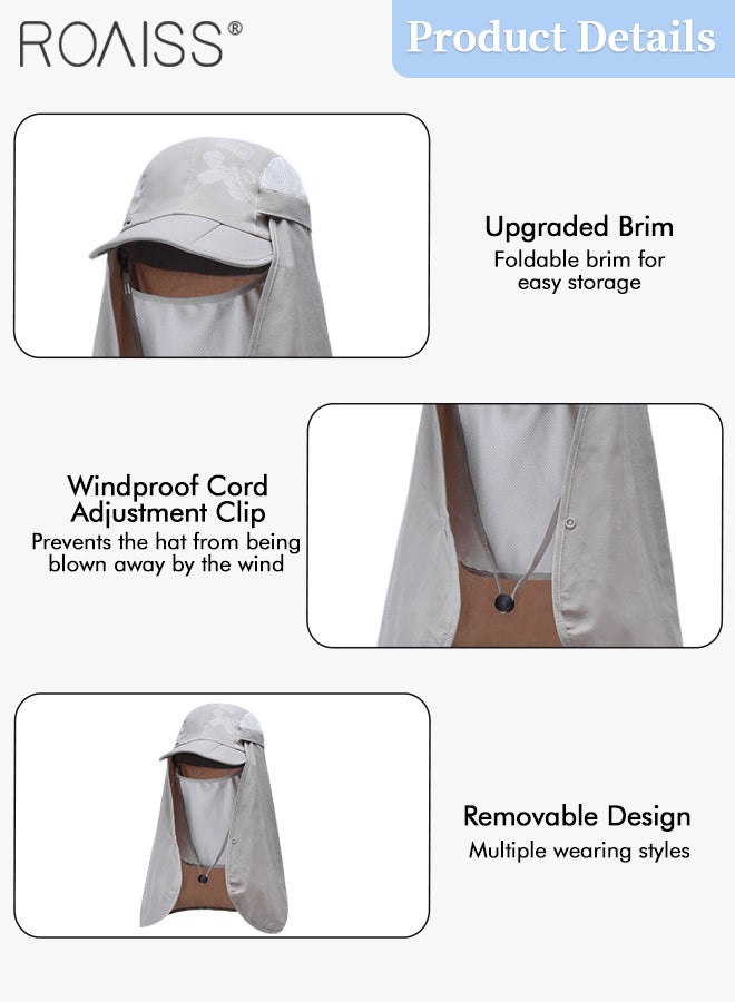 roaiss Detachable Fishing Hat with Removable Mask and Neck Protection UPF 50+ Anti-UV Soft Foldable Quick-Drying Sun Hats for Men & Women Adjustable Size Hiking Climbing Outdoor Baseball Cap  - Image 5
