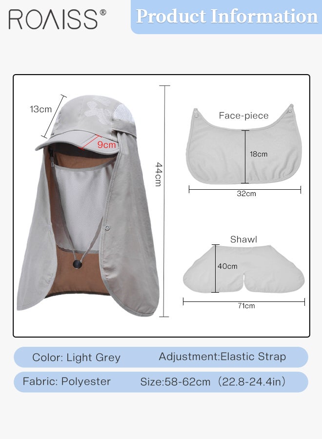 roaiss Detachable Fishing Hat with Removable Mask and Neck Protection UPF 50+ Anti-UV Soft Foldable Quick-Drying Sun Hats for Men & Women Adjustable Size Hiking Climbing Outdoor Baseball Cap  - Image 3