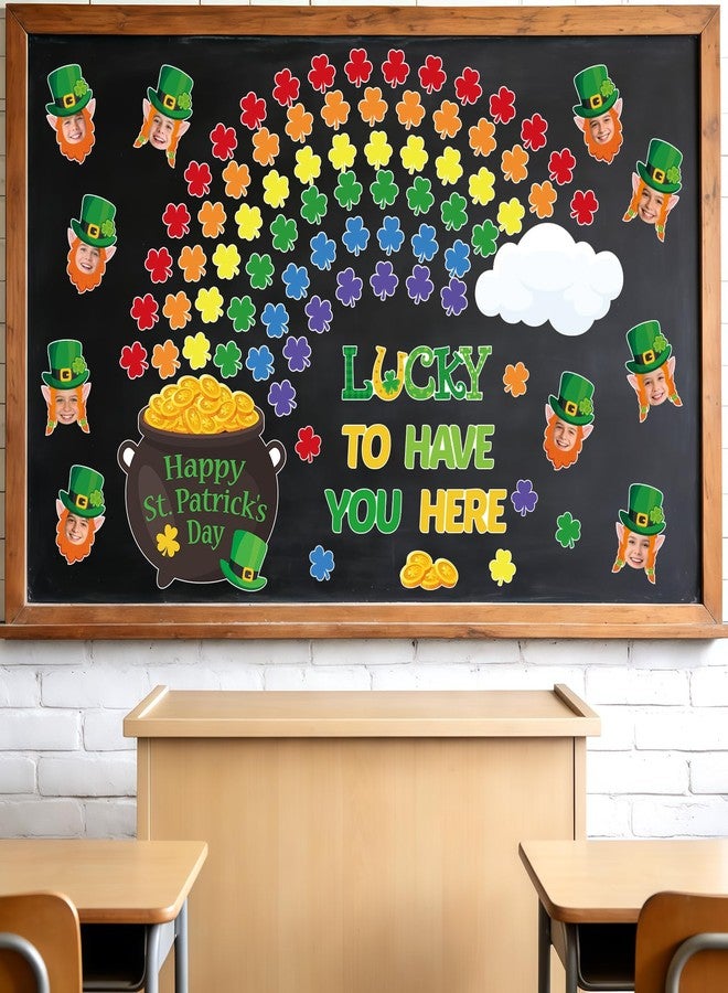 Yewfold 149Pcs St. Patrick’s Day Bulletin Board Decorations Set, Lucky Shamrock Classroom Door Decorations, Irish Clover Paper Cutouts DIY Photo for Teacher Office Home Wall Decor Party Supply - Image 1