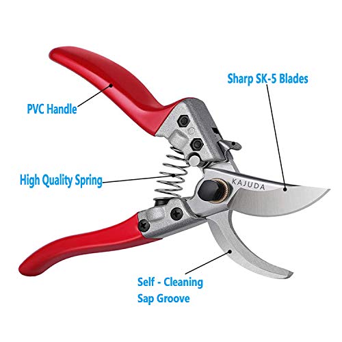 KAJUDA 8" Pruning Shears, Professional Bypass Garden Shear Hand Pruners Gardening Shears Clippers for Plants, Flower Cutter Florist Scissors Trimming Scissors, Gardening Tools - Image 4