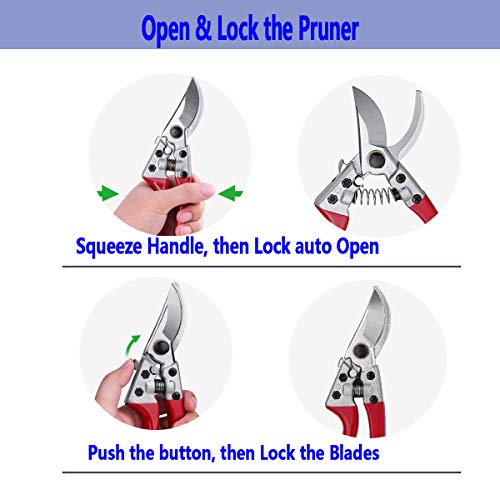 KAJUDA 8" Pruning Shears, Professional Bypass Garden Shear Hand Pruners Gardening Shears Clippers for Plants, Flower Cutter Florist Scissors Trimming Scissors, Gardening Tools - Image 5