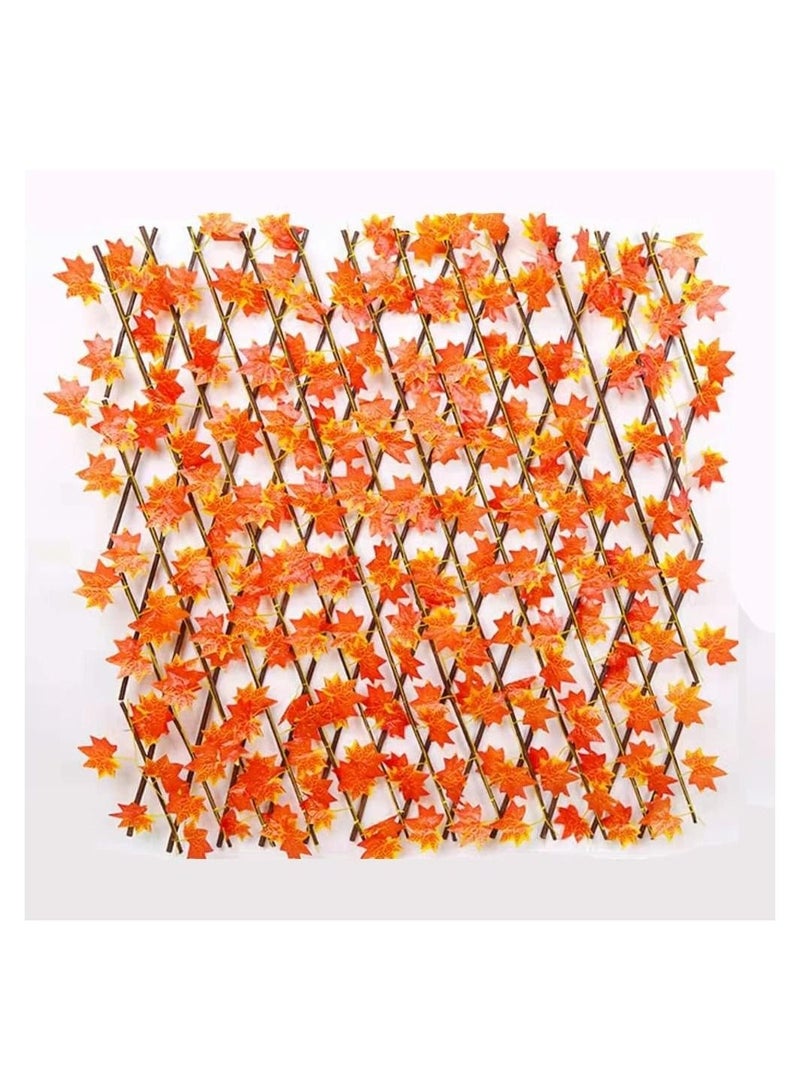 RollsTimi  1.2m FFD Bamboo Wooden Fence with Orange Maple Leafs Expandable Wicker Fence - Image 2