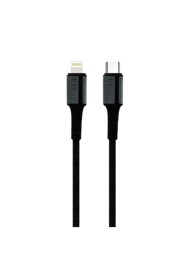 بيلك كابل شحن سريع من Type-C إلى Lightning، 30 واط، بطول 3 أمتار، بتقنية PD | كابل شحن معتمد من MFi لأجهزة iPhone وiPad وiPod | كابل نايلون مضفر من كيفلر، بسرعة نقل بيانات عالية تصل إلى 480 ميجابت في الثانية | تصميم قوي ومتين للمنزل والمكتب والسيارة والسفر - Image 1