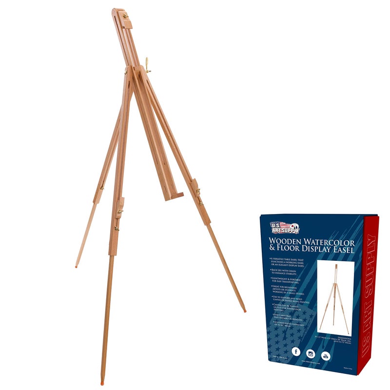 US Art Supply Harbor 72 High Adjustable Wood Artist Easel Stand Versatile for Watercolor Field Display Portable Tripod for Floor Tabletop Holds Canvas Up to 42 Vertical 28 Horizontal