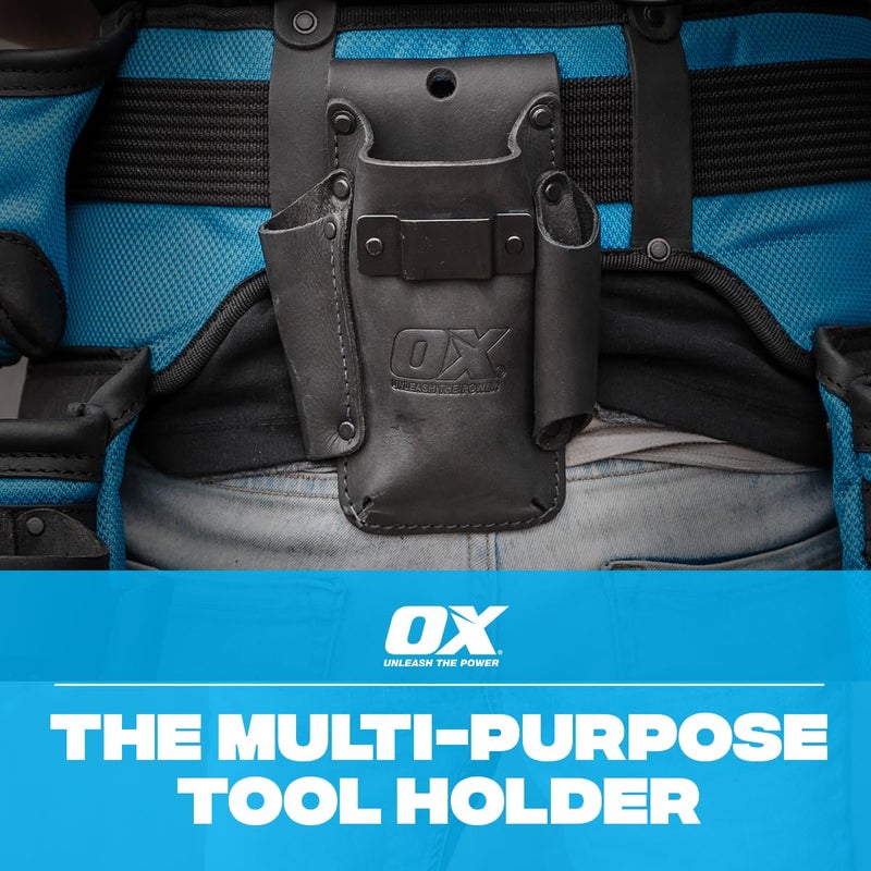 OX Tools Ultimate Leather & Nylon Compact Tape Measure Knife Pencil Holder, Everyday Carry Top Grain Leather & Kevlar Reinforcements - Image 3