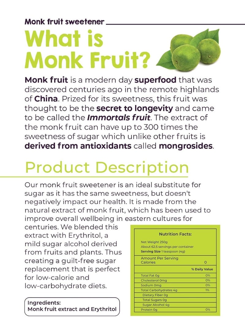 LIVSMART Monk Fruit Sweetener 250g - Image 3