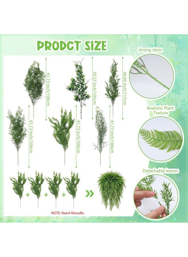 Dingion 6 Pack Artificial Hanging Plants for Enchanted Forest Decorations 41.73 in Large Fake Greenery Plants Fake Persian Black Mondo Grass Eucalyptus for Home Wall Garden Indoor Outdoor Decoration - Image 2