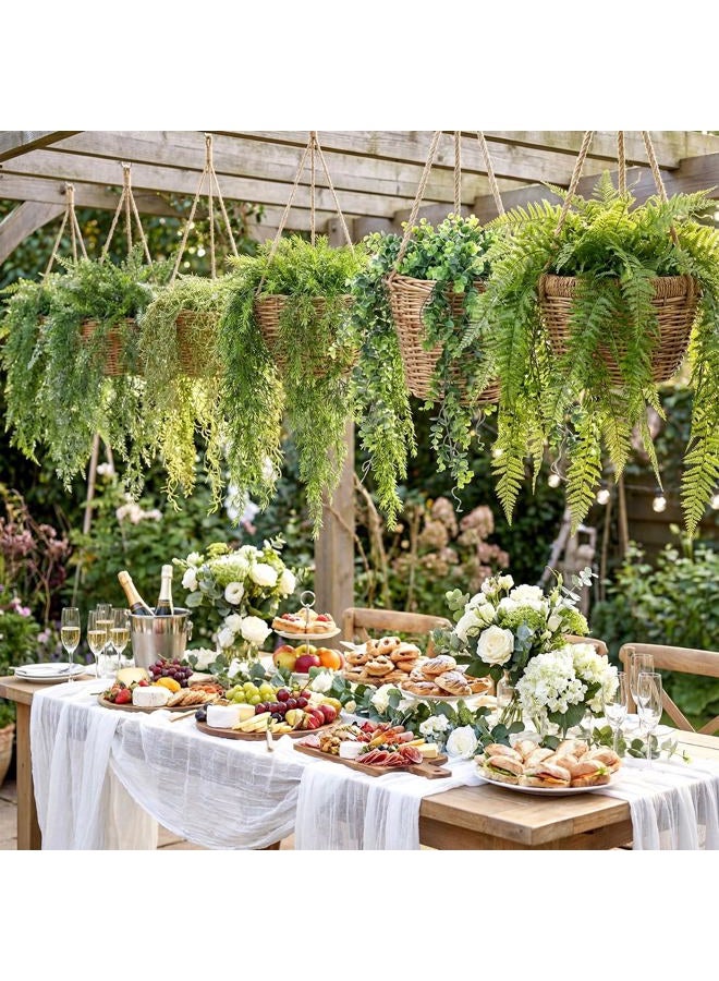 Dingion 6 Pack Artificial Hanging Plants for Enchanted Forest Decorations 41.73 in Large Fake Greenery Plants Fake Persian Black Mondo Grass Eucalyptus for Home Wall Garden Indoor Outdoor Decoration - Image 3