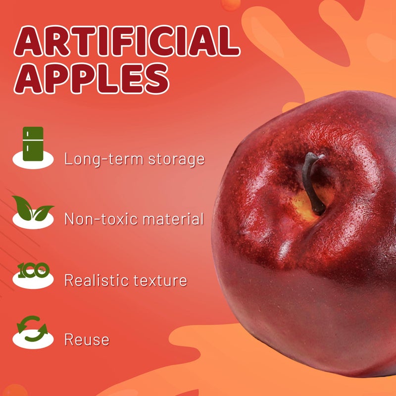 Toopify Toopify 30PCS Artificial Red Apples  Fake Fruit Lifelike Simulation Apples for Home Kitchen Table Basket Decoration  3.43"" x 2.95""  - Image 3