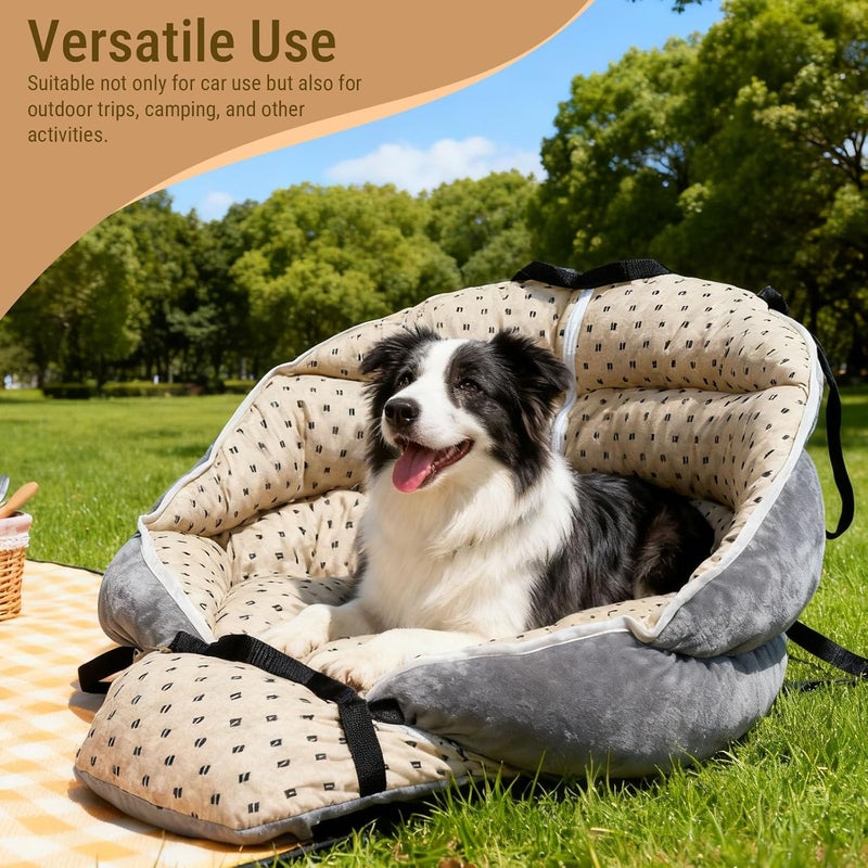 Pssopp Elevated Pet Car Seat, Universal Vehicle All Seasons Travel Bed with Safety Strap for Pet Outdoor Travel Trip in Car - Image 5