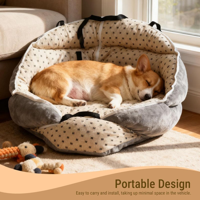 Pssopp Elevated Pet Car Seat, Universal Vehicle All Seasons Travel Bed with Safety Strap for Pet Outdoor Travel Trip in Car - Image 4