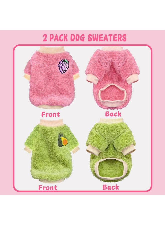 سترات كلاب مقاس XXS للفتيات والكلاب الصغيرة، قطعتان من سترات الصوف الدافئة للكلاب لفصل الشتاء، ملابس جرو لطيفة ومعطف صغير للبنات - Image 2