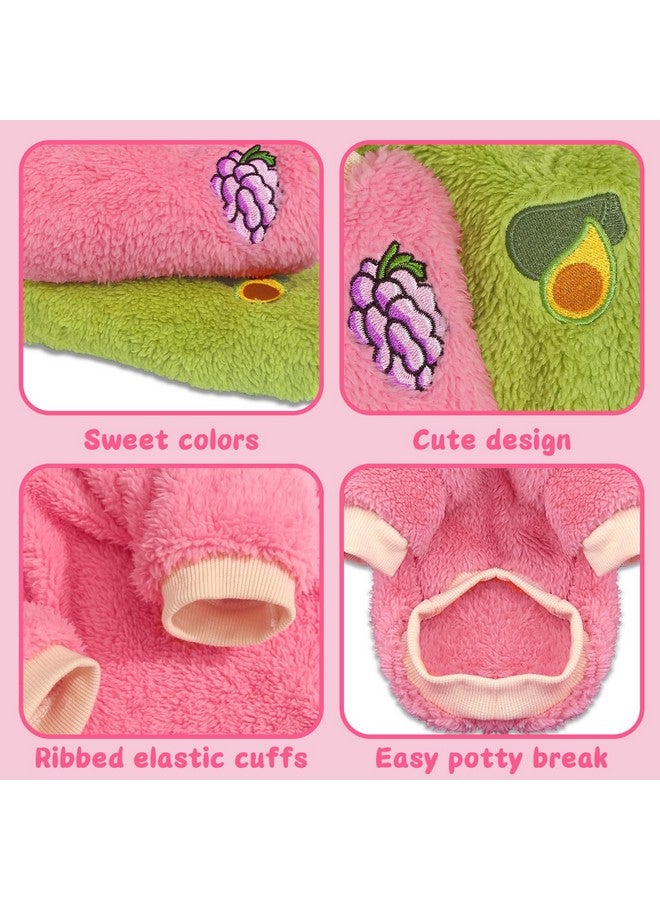 سترات كلاب مقاس XXS للفتيات والكلاب الصغيرة، قطعتان من سترات الصوف الدافئة للكلاب لفصل الشتاء، ملابس جرو لطيفة ومعطف صغير للبنات - Image 3
