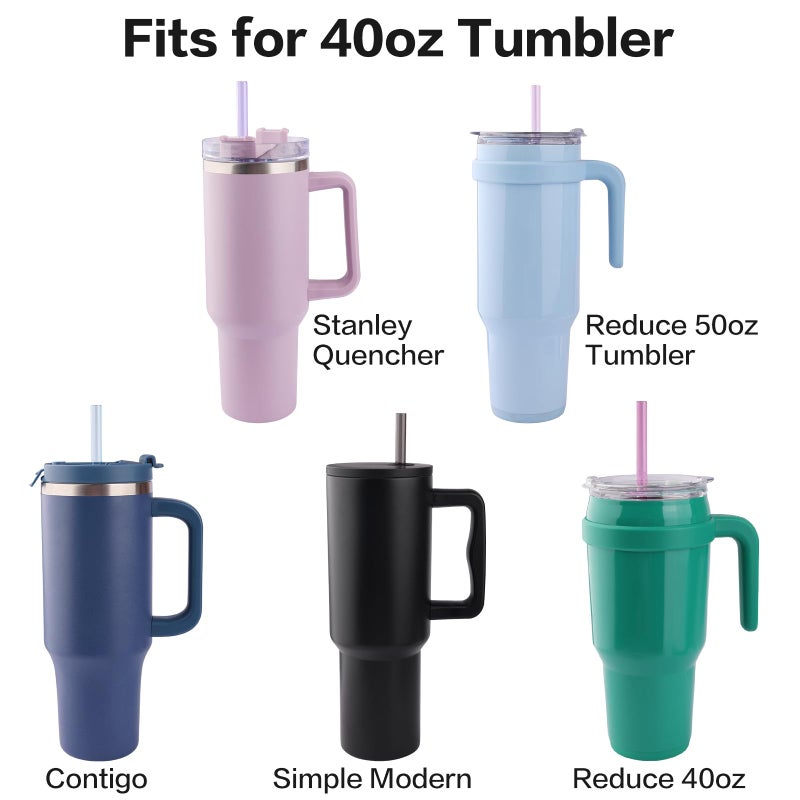 Joshey 12 Inch Tritan Replacement Straws for Stanley 40oz Tumbler - 6 Pack Reusable Long Straws with Cleaning Brush, Fits 30oz & 40oz Stanley Cup Accessories, BPA-Free (6 Colors) - Image 4