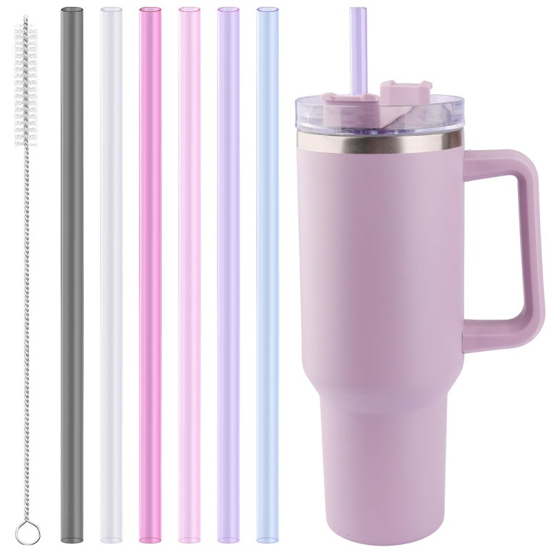 Joshey 12 Inch Tritan Replacement Straws for Stanley 40oz Tumbler - 6 Pack Reusable Long Straws with Cleaning Brush, Fits 30oz & 40oz Stanley Cup Accessories, BPA-Free (6 Colors) - Image 1