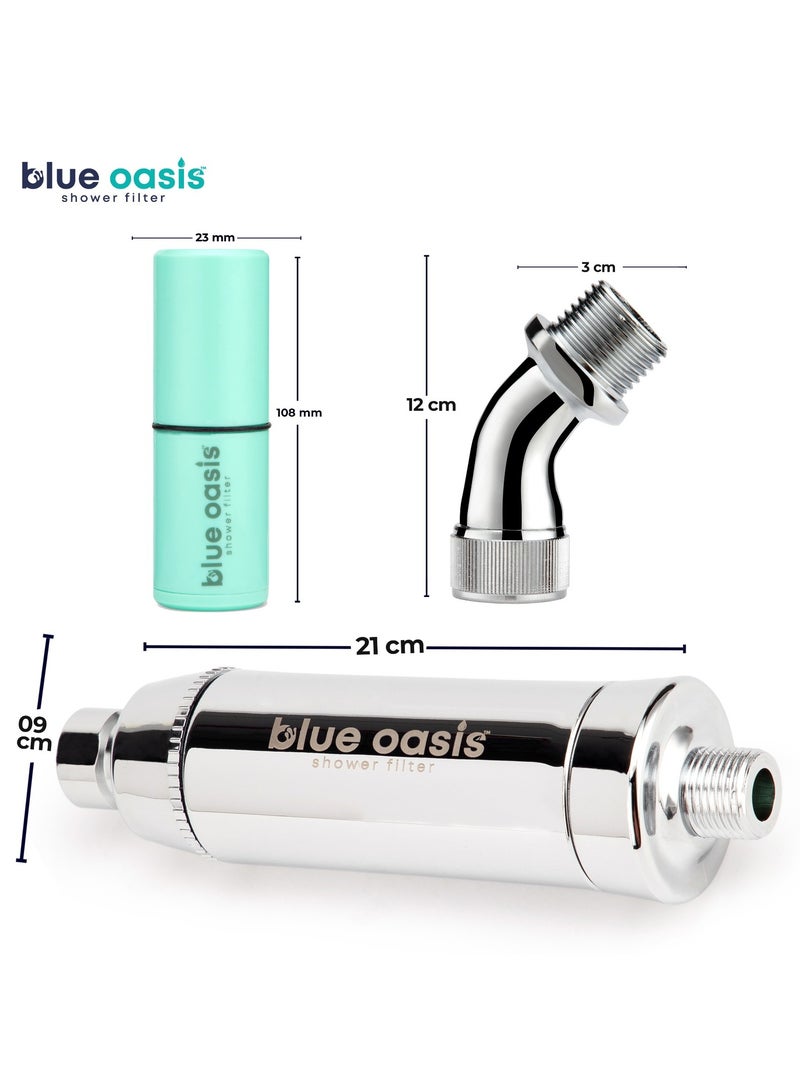 بلو أواسيس مجموعة فلتر الدش بلو أواسيس | ٢ خرطوم دش ومحول خرطوشة مرشحات | ترشيح متقدم للمياه النقية الناعمة| معتمد من توف | مجموعة فلتر الدش المثالية للحمام - Image 3