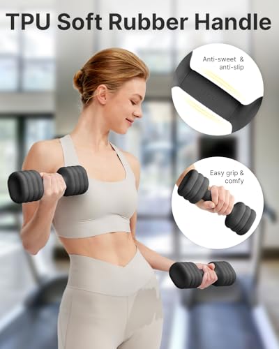 YOTTOY Adjustable Dumbbell Set of 2, 4-in-1 Hand Weights for Women at Home, Compact Free Weights Dumbbells Set with Soft Grip and Base, 2-5 lbs Each for Home Gym (Black) - Image 5