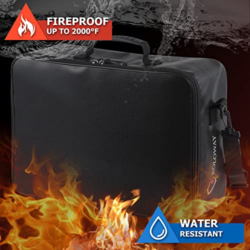 ROLOWAY Fireproof Document Bag with Lock (17 x 11.8 x 5 inch), Important Document Storage Bag with Multi-Layer File Organizers (Black) - Image 3