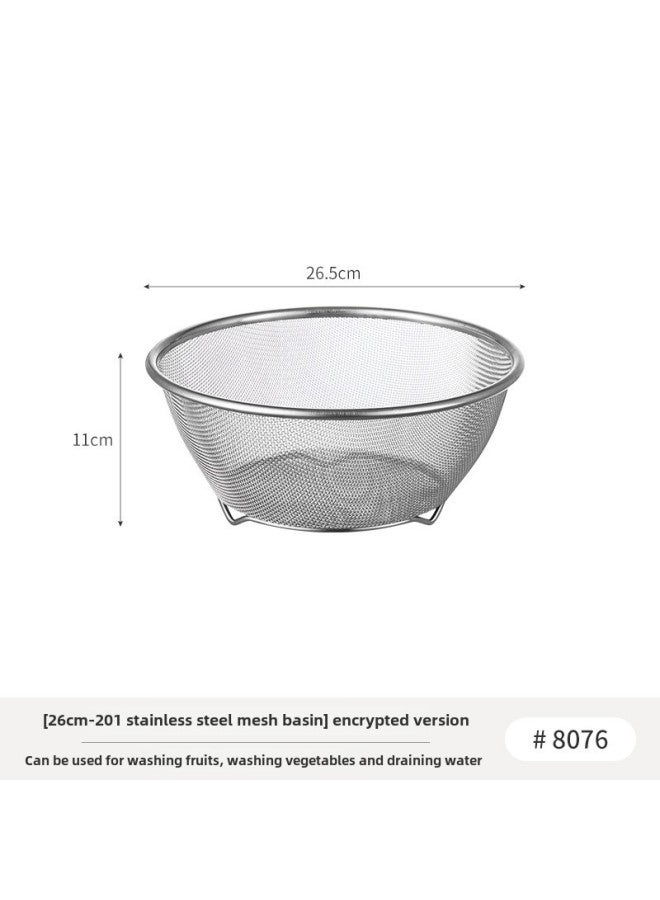 Japanese-style High-grade Stainless Steel Basin 304 Food Grade Egg Bowl Baking Special Mixed Cold Dish Salad Cuisine-Color:8076. Net Basin-26cm (Chaozhou Warehouse Delivery) - Image 1