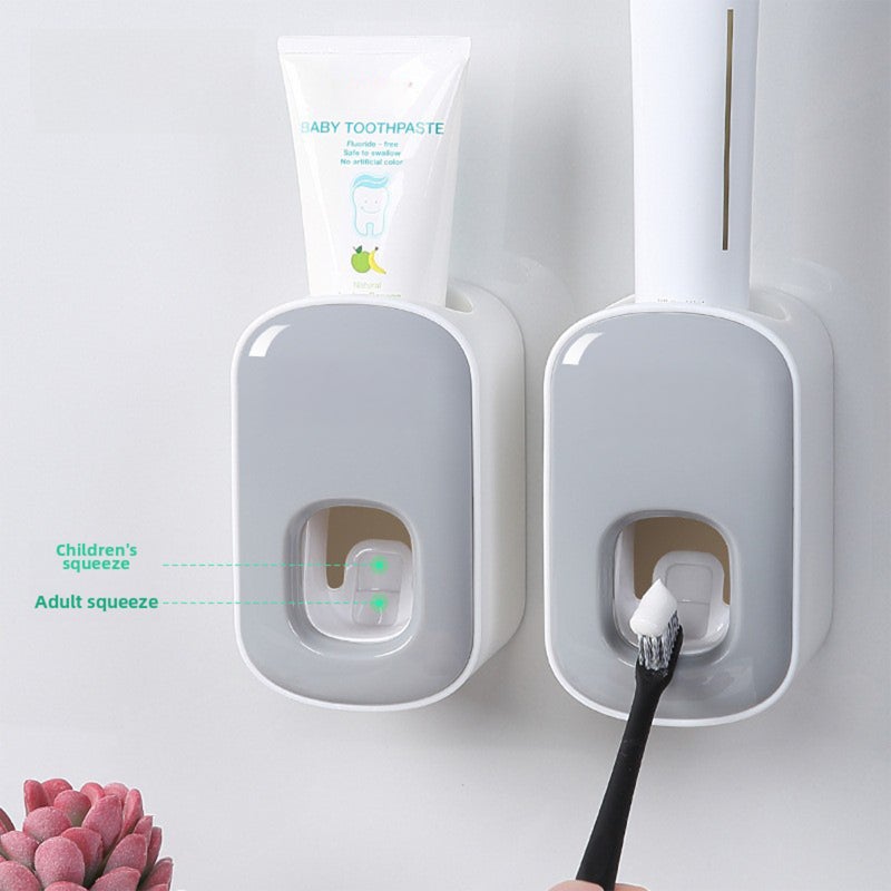 Ecoco Creative Cross-Border Automatic Toothpaste Squeezer Bathroom Nail-Free Wall-Mounted Double Squeeze Automatic Toothpaste Squeezer for Lazy People(Black) - Image 5
