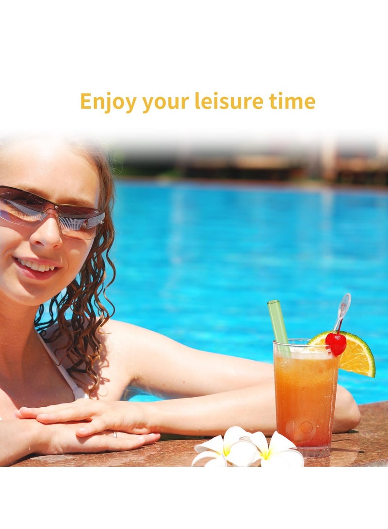 دي آند أل قش زجاجي مقاوم للكسر قش زجاجي دائم قابل لإعادة الاستخدام 8 حزمة مع 1 فرشاة تنظيف للمشروبات حليب - Image 5