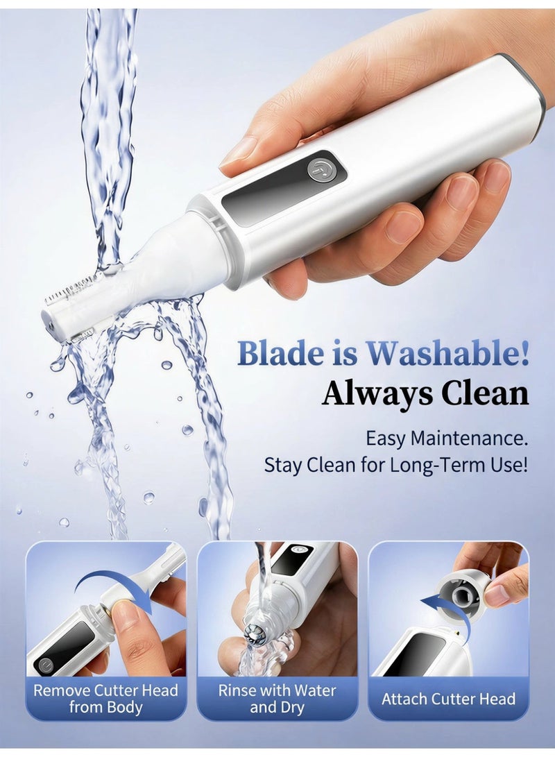 Kingone Electric Eyebrow Trimmer, Nose Hair Cutter, Facial Hair Removal for Women, Painless Epilator Hair Remover Device with 2 Pcs Replacement Heads, USB Rechargeable Face Electric Razor and Trimmer for Ladies Lip, Chin, Arms - Image 5