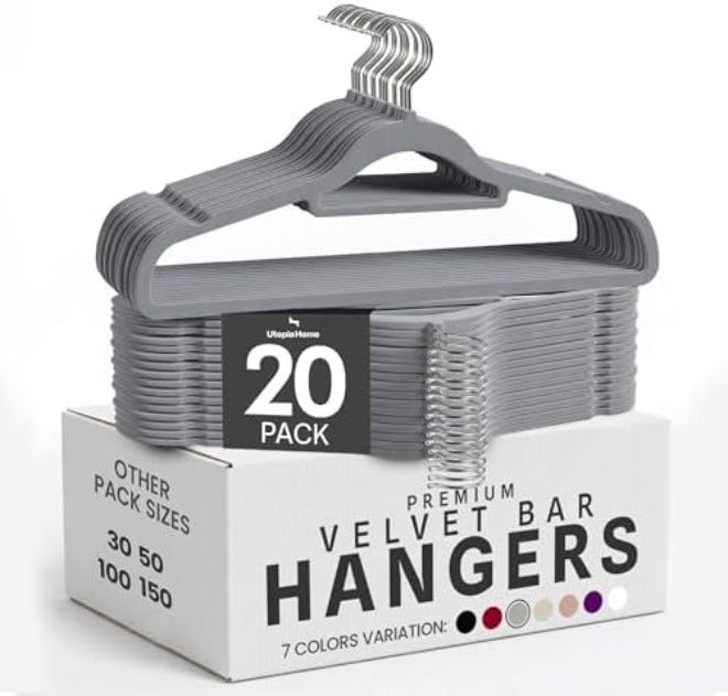 Utopia Home Premium Velvet Hangers 50 Pack - Non-Slip & Durable Clothes Hangers - Black Hangers with 360 Degree Rotatable Hook - Heavy Duty Coat  Hangers - Image 3
