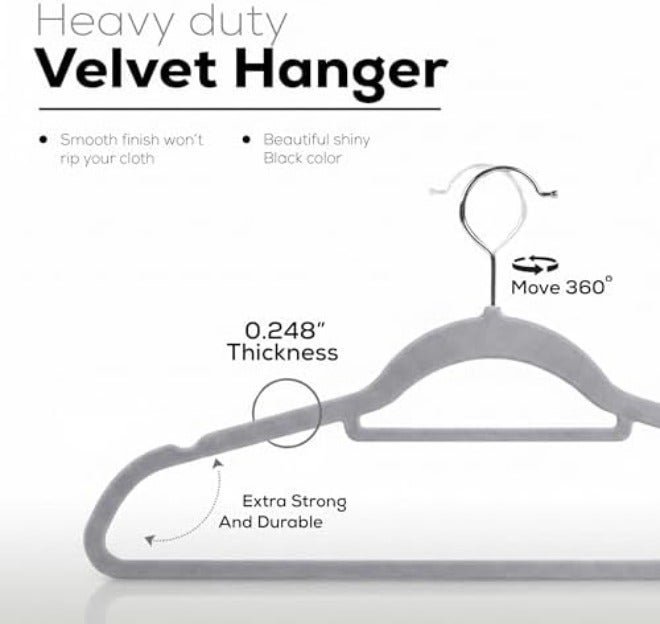 Utopia Home Premium Velvet Hangers 50 Pack - Non-Slip & Durable Clothes Hangers - Black Hangers with 360 Degree Rotatable Hook - Heavy Duty Coat  Hangers - Image 5