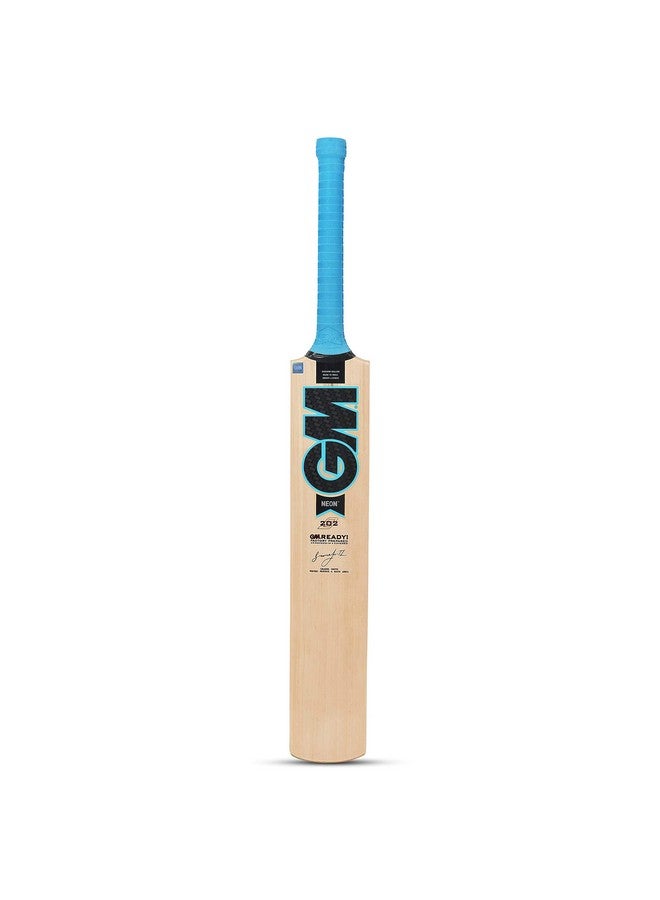 GM Neon 202 Kashmir Willow Cricket Bat for Leather Ball | Size-5 | Light Weight | Ready to Play| Free Cover| - Image 1