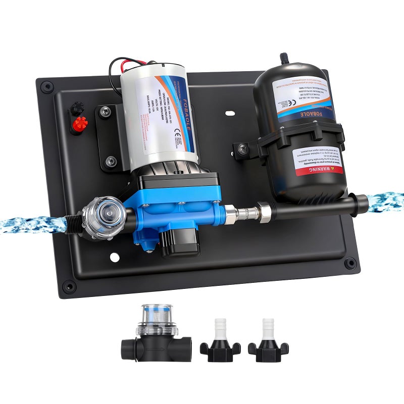 GEARBONE 12V RV Water Pump 5.5GPM 55PSI with 0.75L Accumulator Tank, Max 125PSI Quiet Water Pressure Pump System for RV Camper, Boat, Kitchen, Bathroom, Home Water Pump System - Image 1
