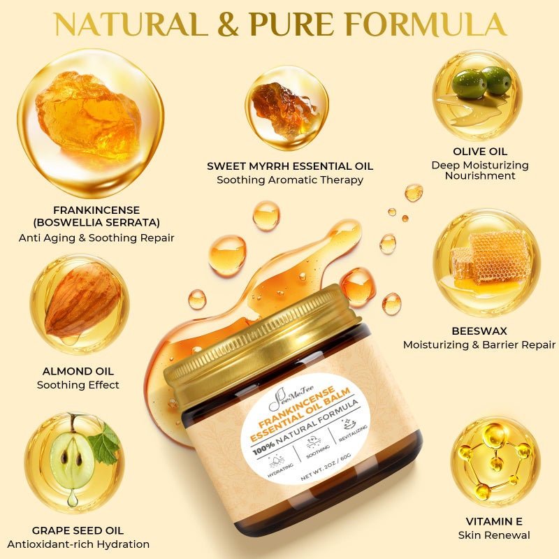 FeeMeFee Frankincense Balm 2oz, Frankincense Essential Oil with Myrrh for Soothing Relief, Muscle Relaxation, Boswellia Serrata, Olive Oil, Vitamin E, Moisturizer for Dry, Cracked Skin - Image 3
