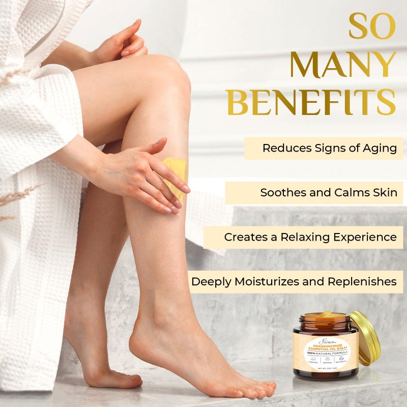 FeeMeFee Frankincense Balm 2oz, Frankincense Essential Oil with Myrrh for Soothing Relief, Muscle Relaxation, Boswellia Serrata, Olive Oil, Vitamin E, Moisturizer for Dry, Cracked Skin - Image 2