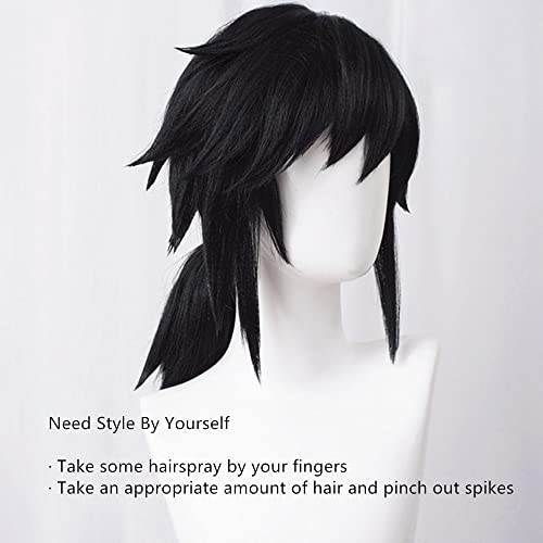 LABEAUTÉ Anime Black Cosplay Wigs for Giyuu Short Wig Halloween Wig Character Wig Cosplay Clothes for Demon Slayer: Kimetsu no Yaiba - Image 5