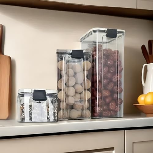 DecorTwist® Air Tight Storage Containers Set for Kitchen | BPA-Free Acrylic Portable Food Storage Containers Tank for Pantry Organization, Dry Foods, Snacks, Spices, and Kitchen Accessories Set of 3 - Image 1
