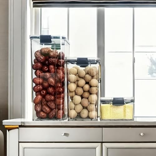 DecorTwist® Air Tight Storage Containers Set for Kitchen | BPA-Free Acrylic Portable Food Storage Containers Tank for Pantry Organization, Dry Foods, Snacks, Spices, and Kitchen Accessories Set of 3 - Image 3