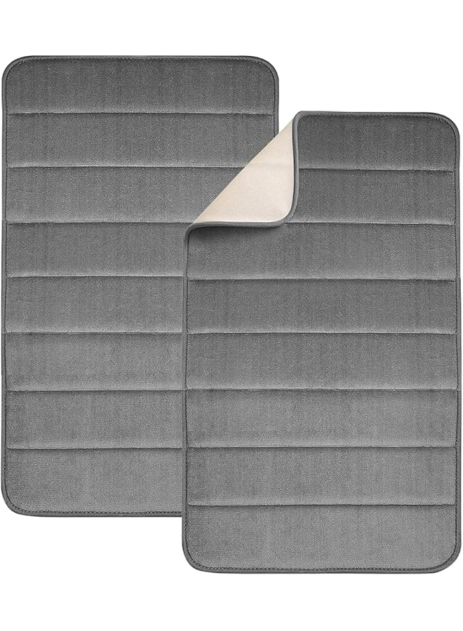 The Bros 2 Pack Bath Mat 40x60cm, Memory Foam Bath Mat Non Slip,Soft & Comfortable Bath Mat With Highly Absorbent Bathroom Mat Non Slip for Shower, Tub and Floor, Non Slip - Image 1