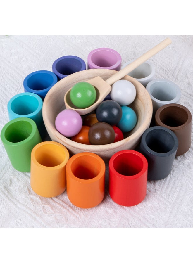 12-ball And Cup Color Classification Early Childhood Education Educational Enlightenment Cognition Multifunctional Desktop Game Toys-Color:Six-color Sorting Ball Belt Tray  - Image 5