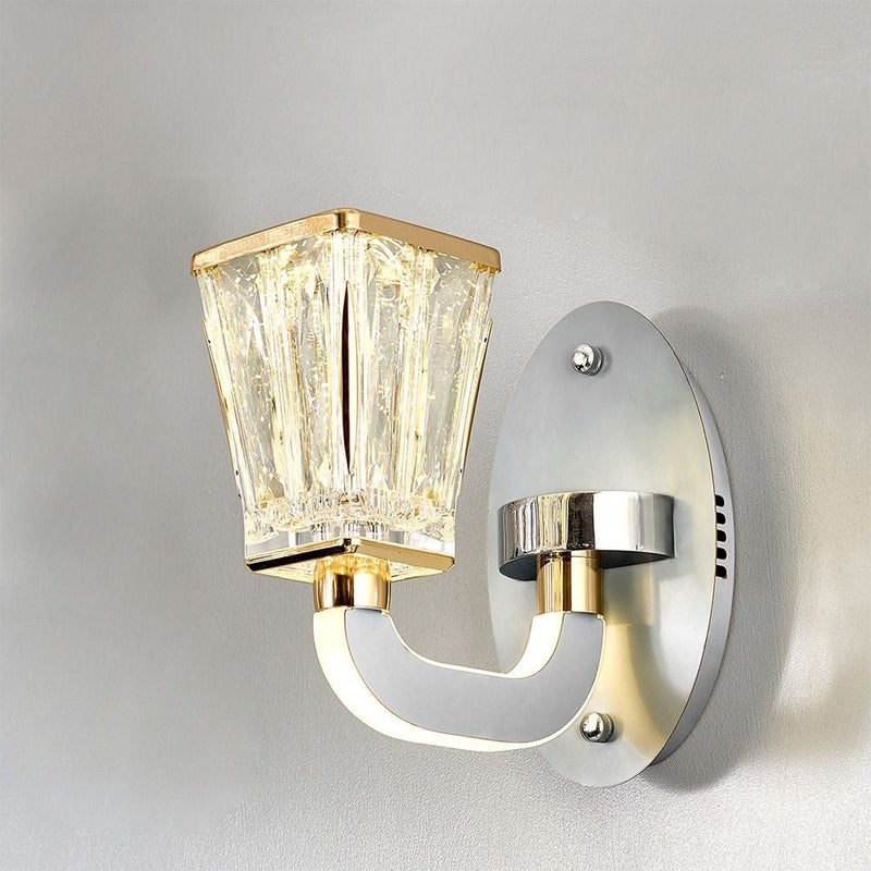 Casablanca LED Modern Crystal Wall Lamp 3 Color Dimmable Light Contemporary Indoor Wall Lamps Wall Mounted Lanterns Built in LED Modern Design Indoor Lighting L27xW27xH25cm-Chrome